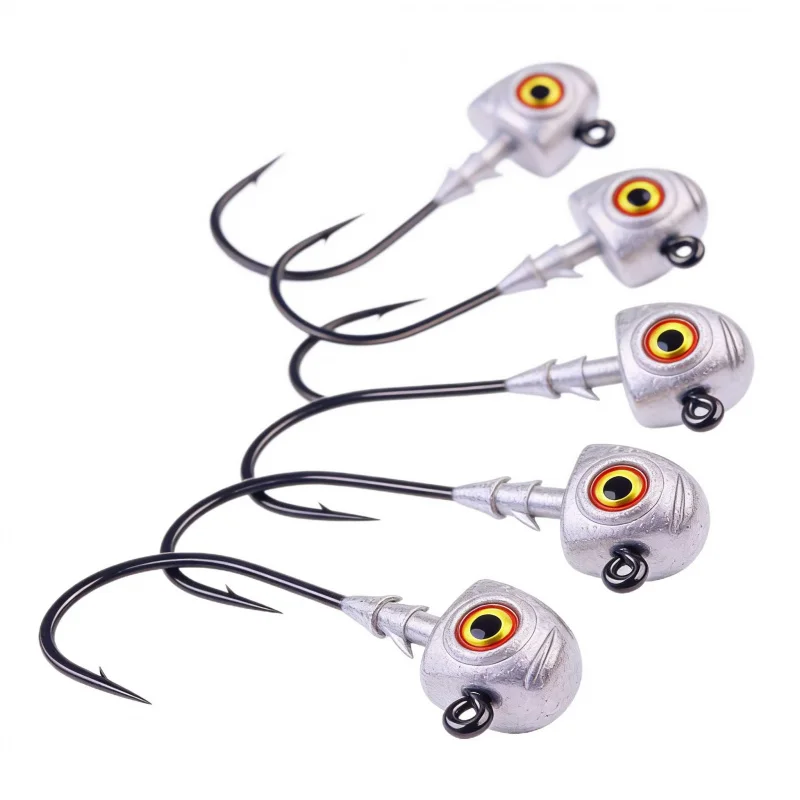 Micro Lure Lead Head Jig Set5PCSLarge Hook Door Anti-Hook Bottom Bass and Mandarin Fish Special Black Pit Wild Fishing Gear