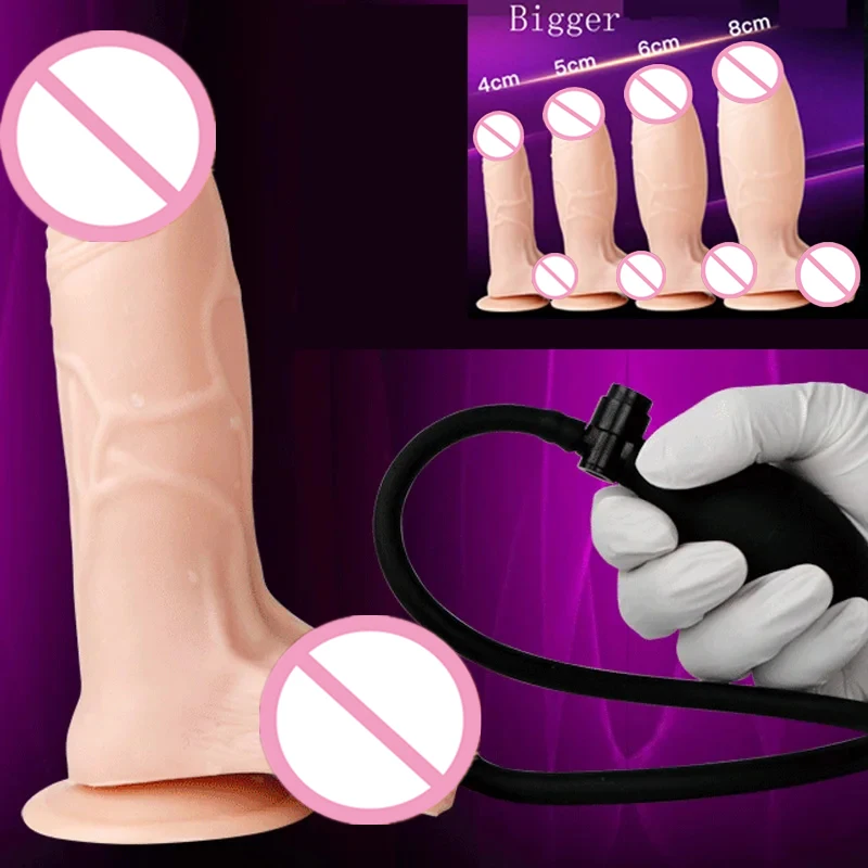 Huge Inflatable Dildo Pump Big Anal Plug No Vibrator Realistic Penis Vaginal Stimulation Adult Sex Toys Women Men Masturbator