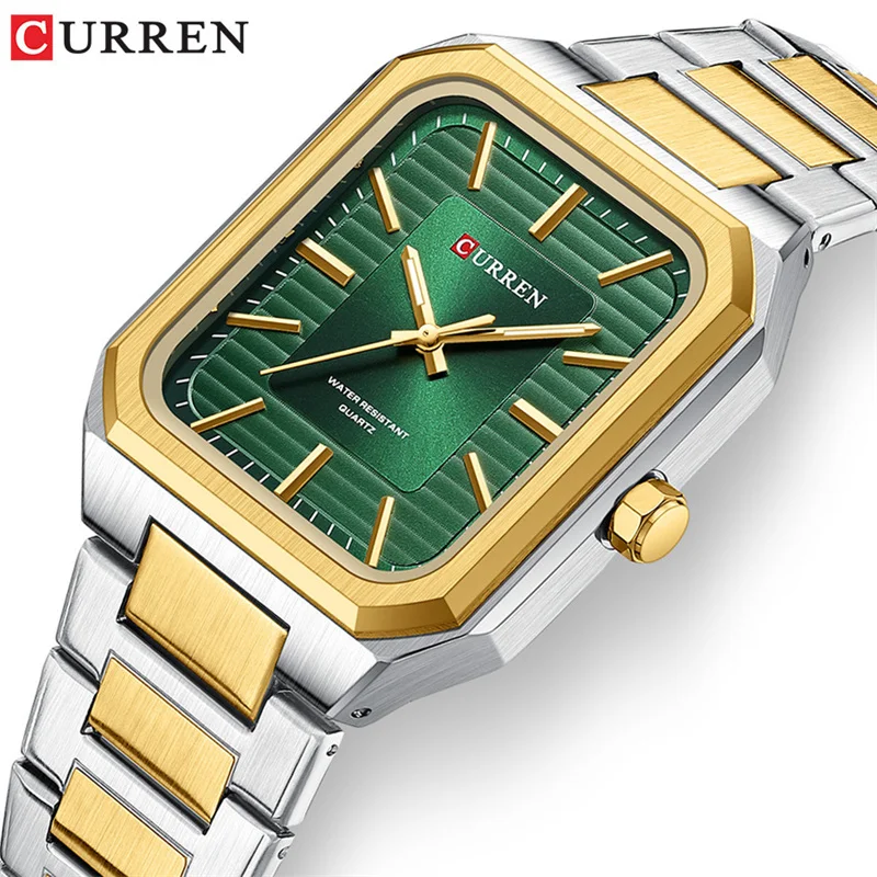 

Curren 8457 Top Brand Rectangle Men Watch Luxury Military Sport Waterproof Male Clock Stainless Steel Quartz relojes Wristwatch