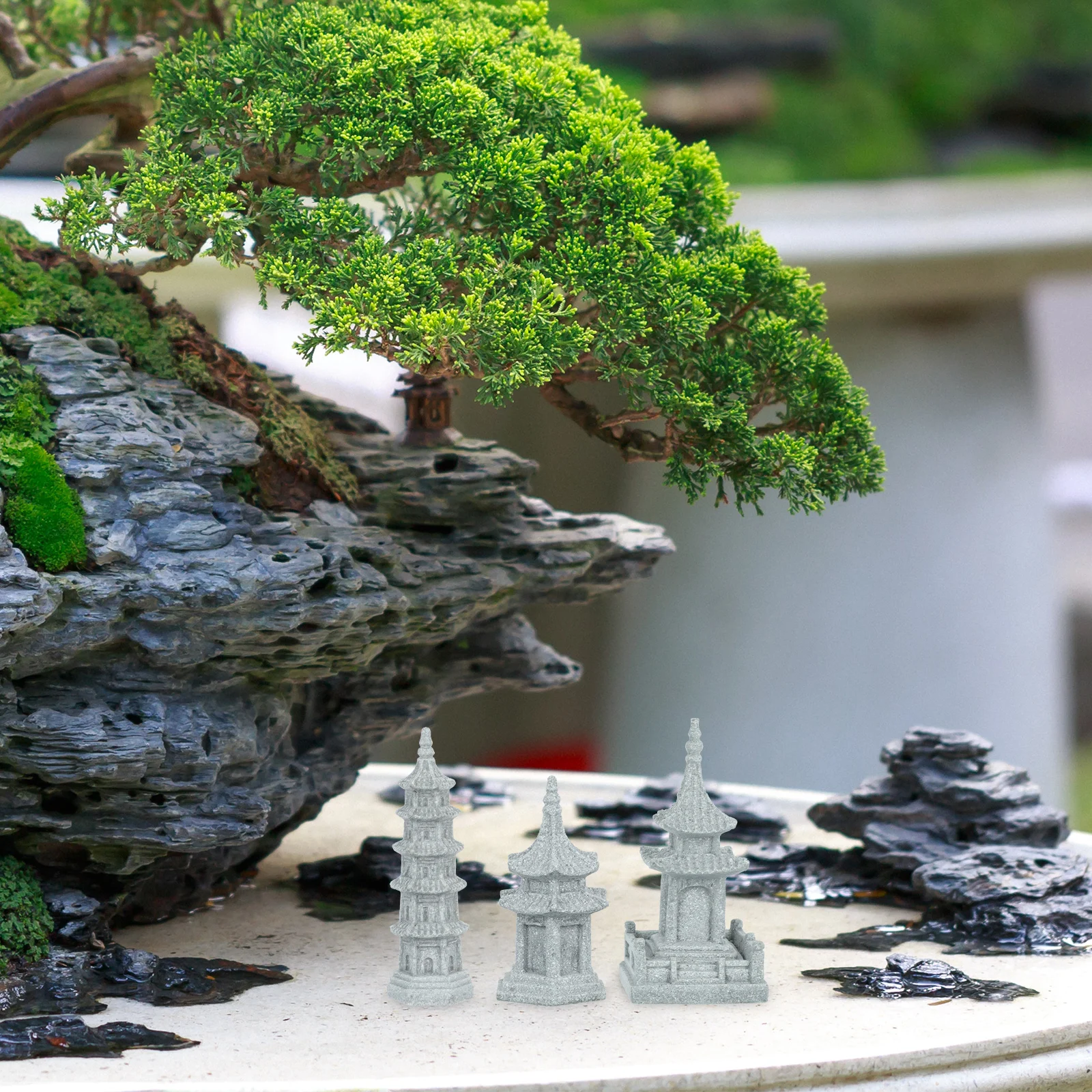 

Garden Pavilionshape Bonsai Garden Decors Decor Pavilion Statue Landscape Ornament Mini Landscape DIY Bonsai Decor