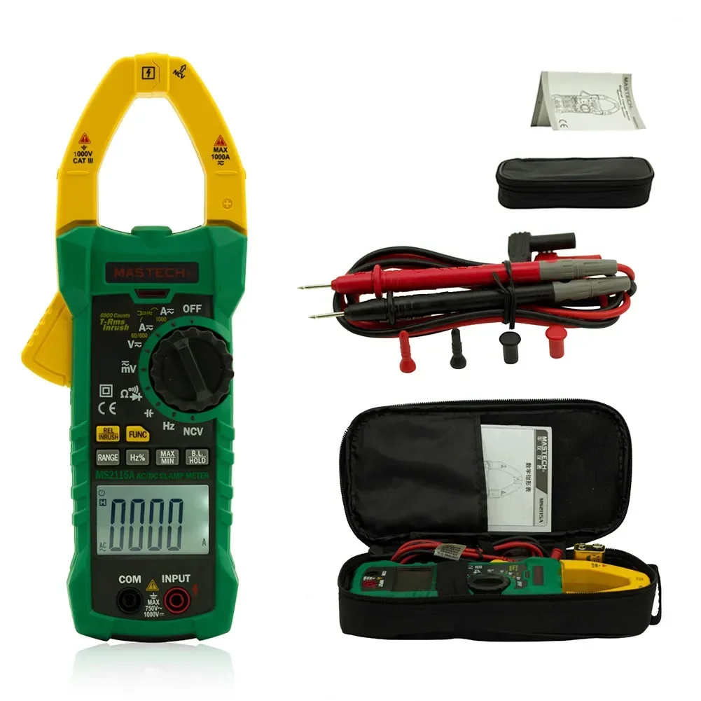 MS2115A Digital Clamp Meter Multimeter Professional True Rms 1000A DC AC Voltage Current Tester Resistance Capacitor Meter