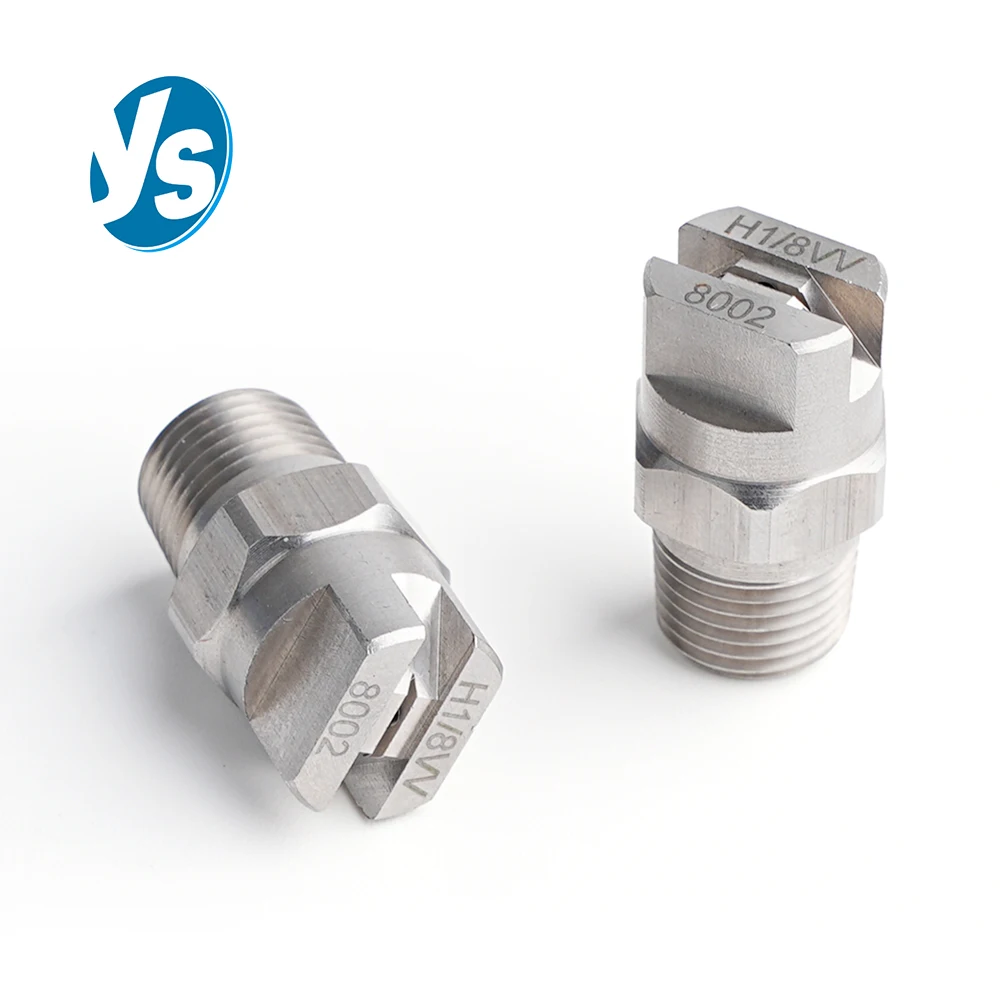 جودة عالية 1/8 "1/4" 15 ~ 110 درجة SS304 مروحة مسطحة HVV HU فوهة الرش ، تنظيف المصنع الصناعي ، غسل إزالة الغبار