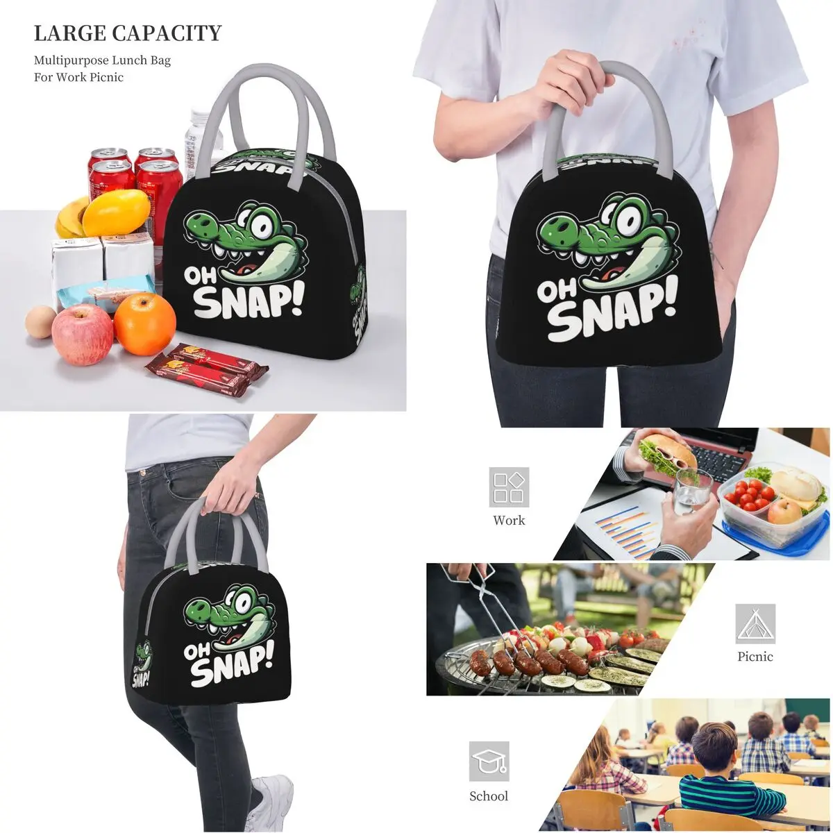 Borsa termica per il pranzo Oh Snap Cartoon Croc Merch Storage Food Box nuova scatola termica per il pranzo per i viaggi