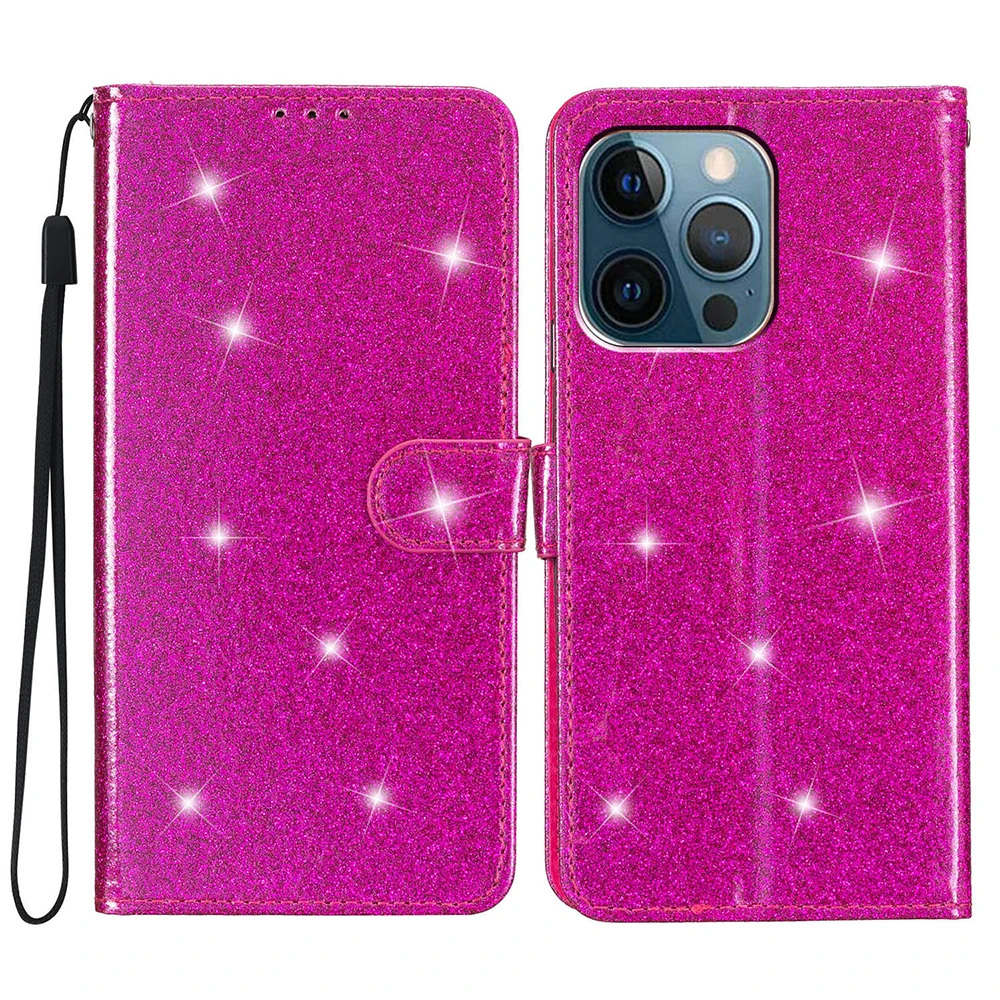 Wallet Flip Cover For Samsung Galaxy S23 FE S22 Ultra S21 Plus S20 S10E S10 S9 S8 S7 Edge S6 S5 Bling Flash Leather Protect Case