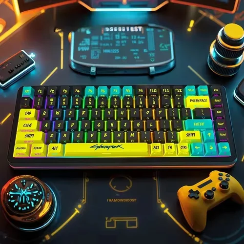 Imagen 2 del producto 129 teclas Cyberpunk Keycap Cherry perfil lateral grabado translúcido Keycaps Pbt personalizado adaptado Wooting Key Caps