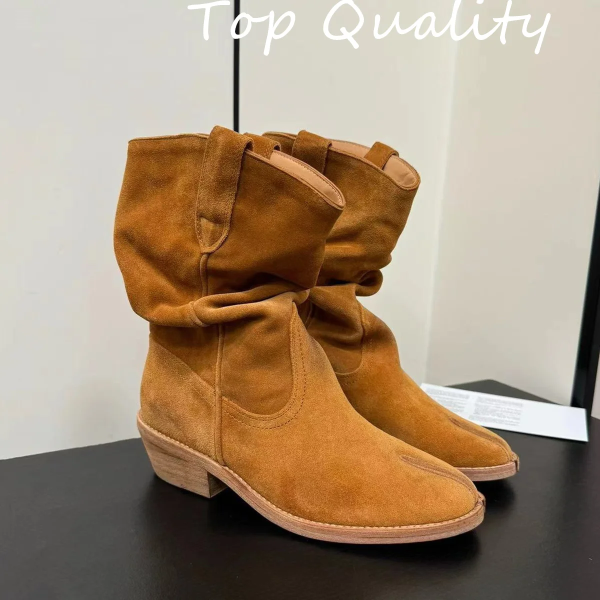 2024 New Women's Wedge Heel Ankle Boots For Women Suede Leather Round toe Flat Heel Chelsea Boots Platform Shoes