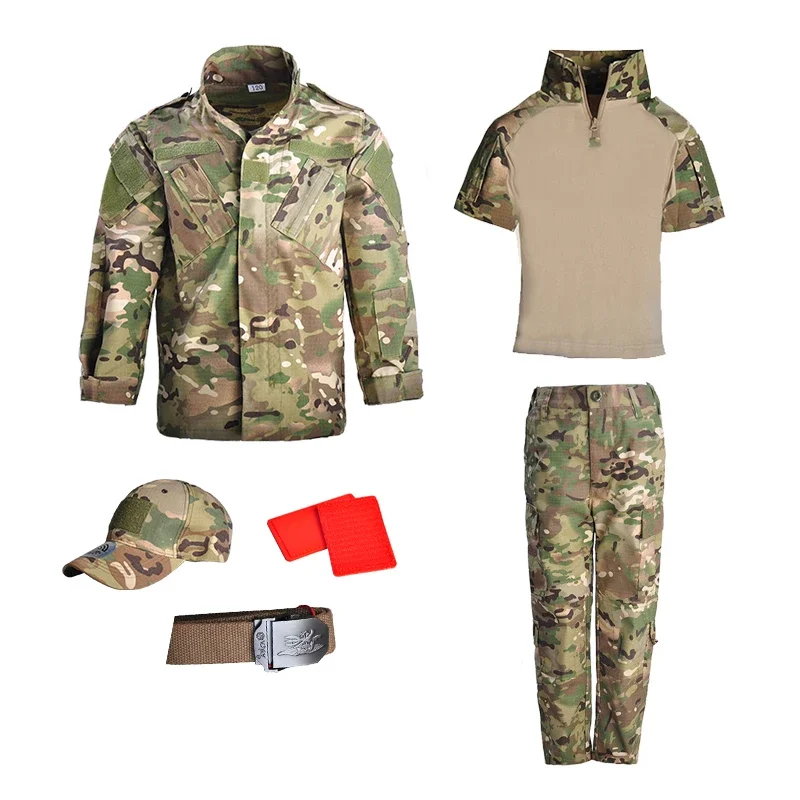 

Hanye Children's Camouflage Clothing Set for Boys and Girls' Performance and Performance Clothing Spring and Autumn Military Tra