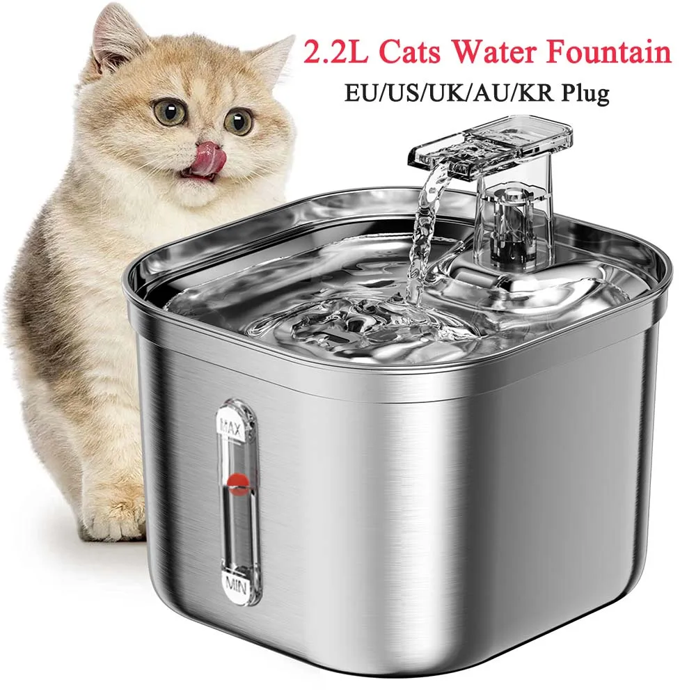 

2.2L Automatic Cat Water Fountain Ultra Durable Drinking Dispenser Quiet Smart Pet Water Drinker with Filters for Cats Feeder