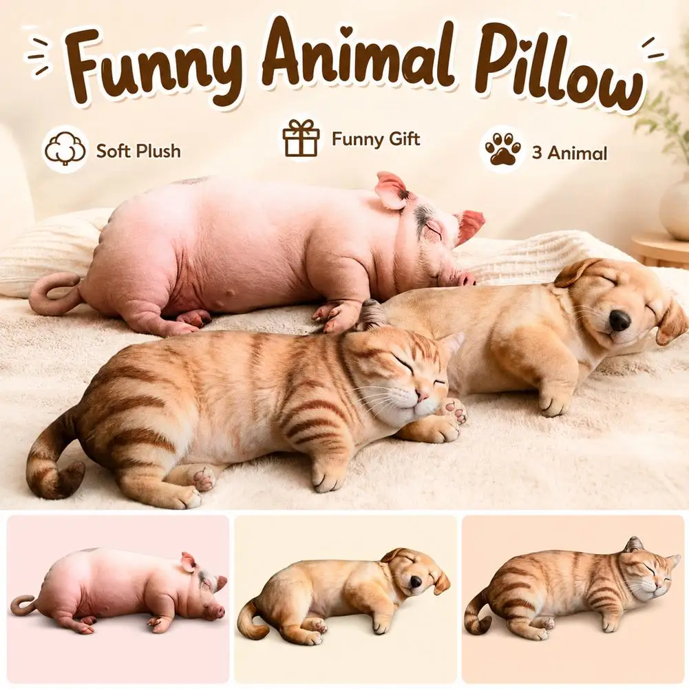 Internet Celebrity Pig Pillow Plush Toy - Simulation Sand Sculpture Funny Party Doll Pet Cloth Toy for Kids And Adults