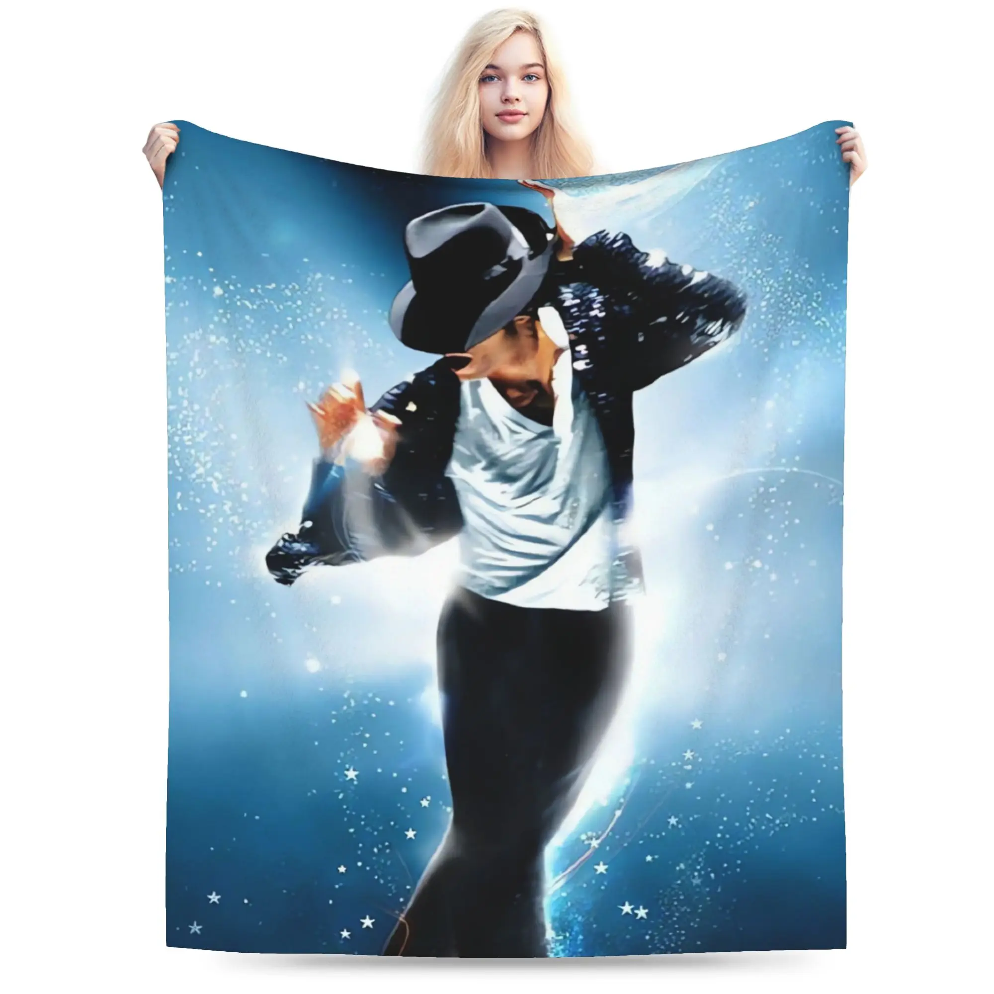 Warm Blankets Camping Futuristic Michael Jackson Moonwalk Pose Throw Blanket Flannel Bedspread For Bedroom Fluffy Sofa Bed Cover