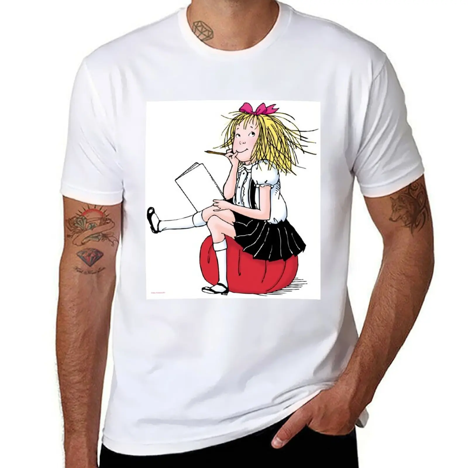 

Eloise thinking about what to write T-Shirt t shirts for man cotton soft man t shirt summer T-Shirt