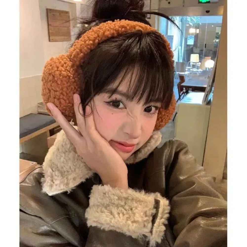 

Минималистичные плюшевые наушники из овечьей шерсти: новая зимняя мода для женщин и девушек, популярные теплые аксессуары для улицы