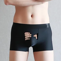 Free Shipping Funny Cartoon Underwear Men Ice Silk Boxer Shorts Sexy Cute Spoof Trunk Plus Size Male Panties For Lovers Gift