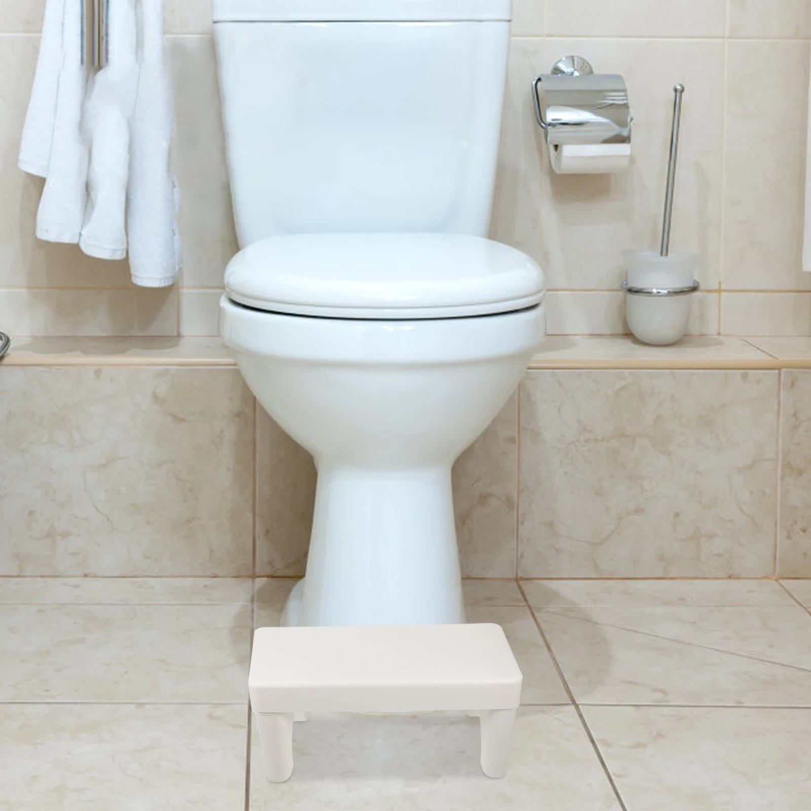 

1pcs Potty White Toilet Footstool Bathroom Squatting Step Stool Durable Anti Slip Comfortable Poop Stool for Adults Kids Healthy