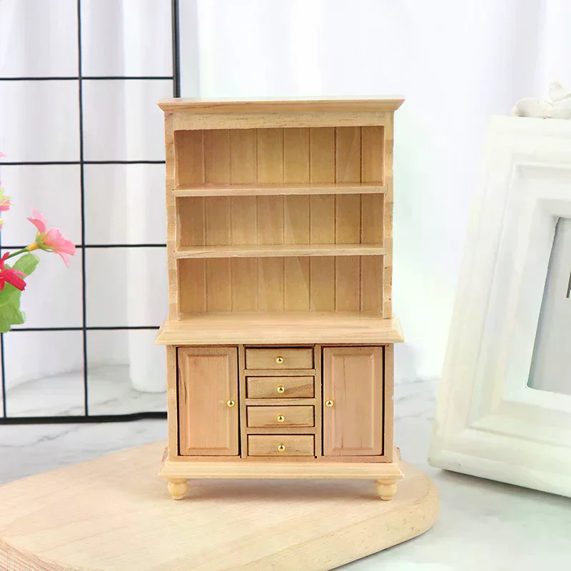 

Multifunction Wood Cabinet Bookcase Bookshelf 1:12 Dollhouse Miniature Furniture
