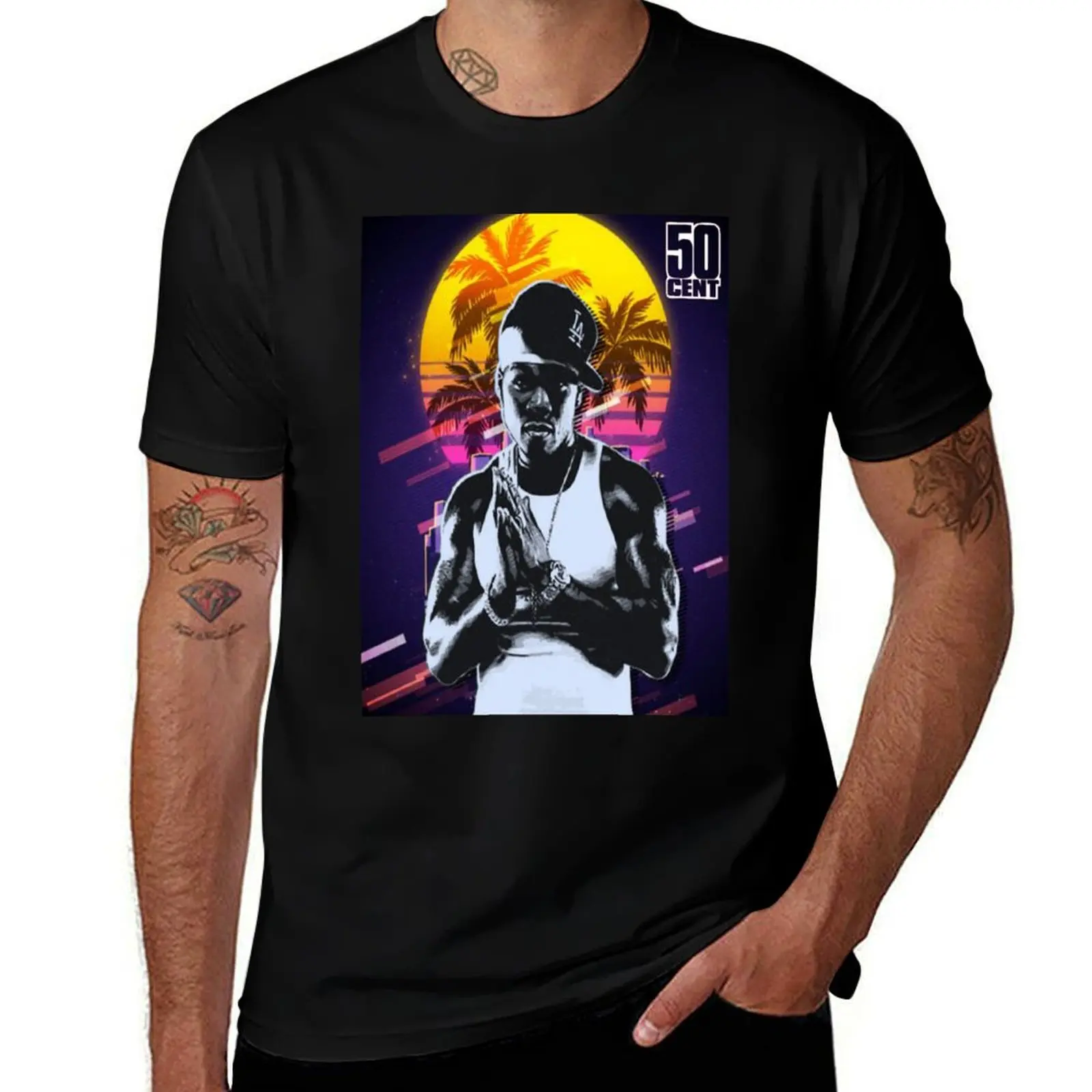 50 cent logo top rapper T-Shirt Basic Breathable Solid Color T-Shirt