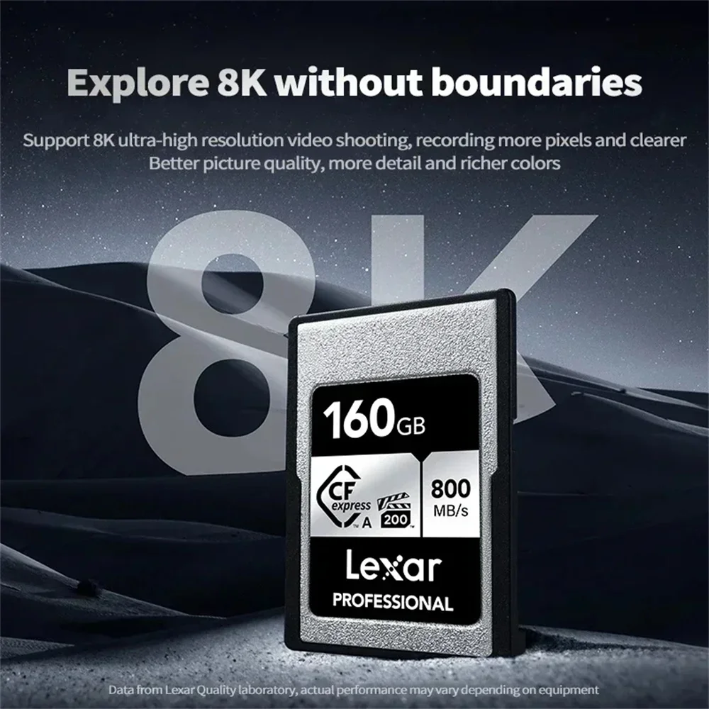 نوع بطاقة Lexar CFe express بطاقة ذاكرة أصلية للكاميرا حتى CFe وcvpg 8K وgb وgb Lexar CFexpress Memory Card Type A CFe VPG 200 8K 160GB 320GB Original CF Card for Camera Up to 800Mb/s Professional Video Cards