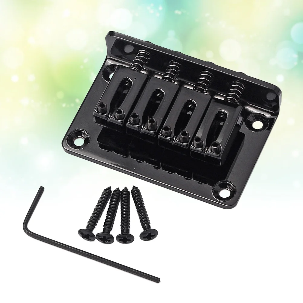 

4 String Bass Black Metal Bridge Vintage Style for Guitar Adjustable Height Solid Metal Sweet Tone Sound