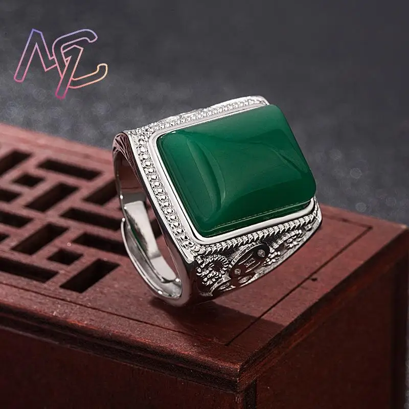 Green Natural Jade Rings Real Jewelry Designer Lucky Talismans Luxury Charm Amulet Fashion Accessories Vintage - view 3