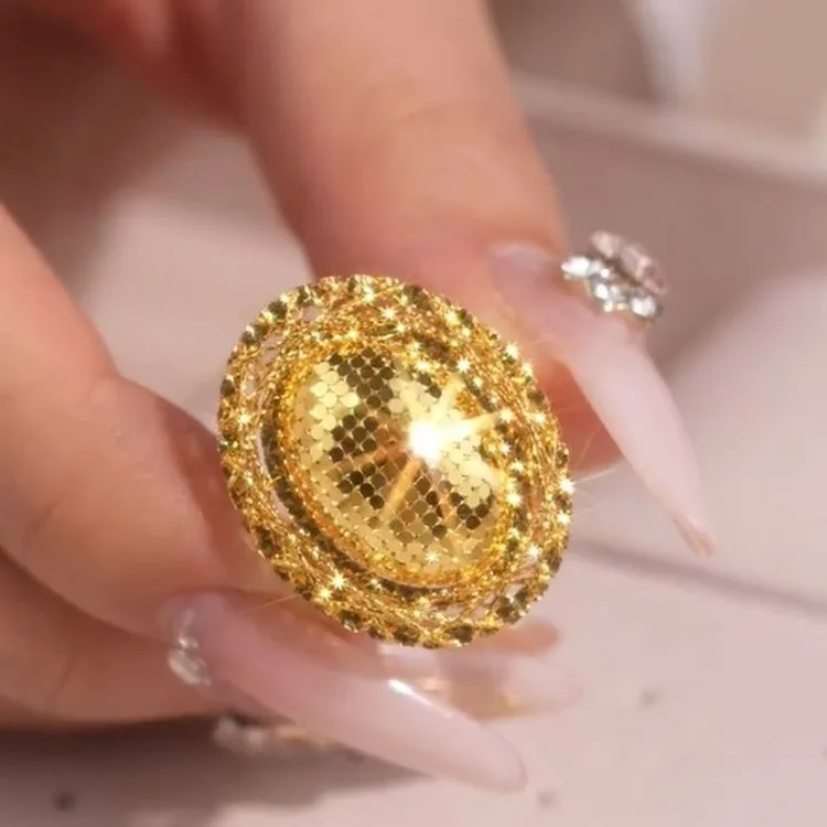 

Luxury Yellow Gold Color Pigeon Egg Rings Oval Shape Scale Design Engagement Wedding Ring Fashion Jewelry Accessories Gifts