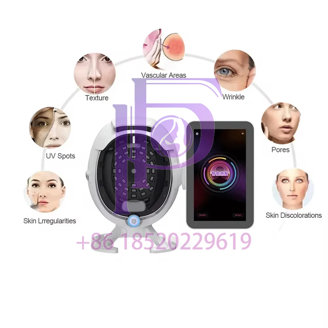 เครื่องวิเคราะห์ผิวหน้า 3 มิติ AI พร้อมระบบตรวจจับด้วยกล้องจุลทรรศน์ 36 ล้านพิกเซล HD เครื่องสแกนใบหน้า เครื่องวิเคราะห์สภาพผิว