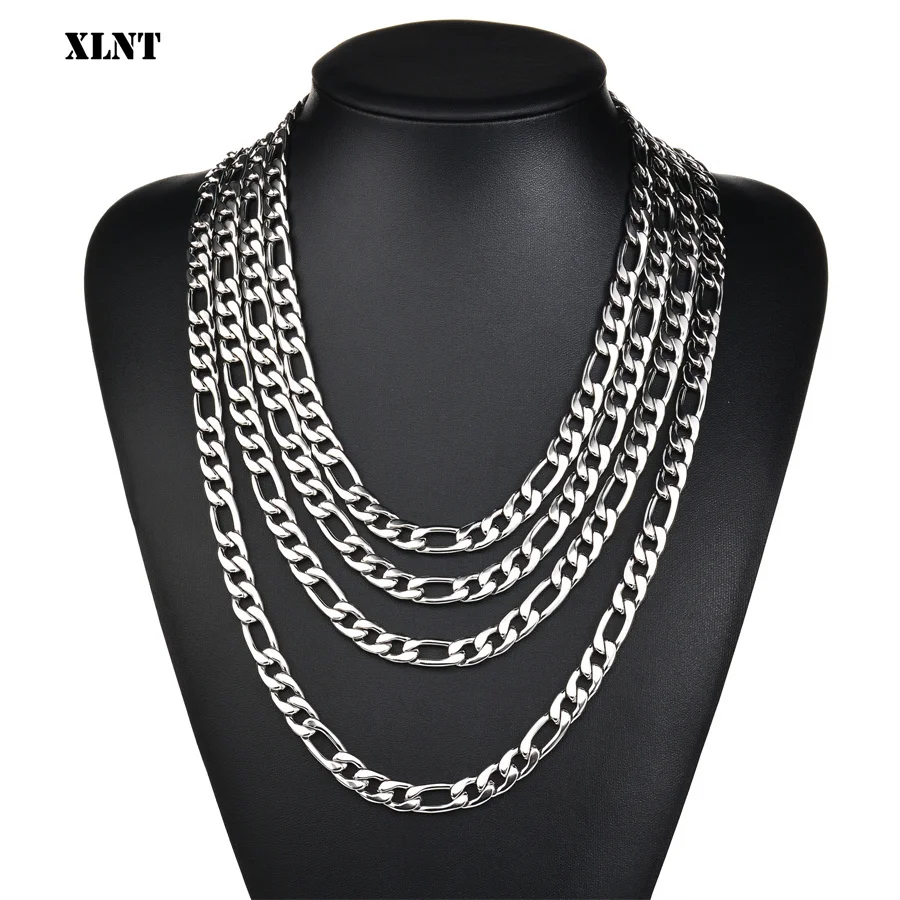 Fashion New Figaro Chain Necklace For Men Punk Silver Color Stainless Steel Long Necklace Men Hip Hop Jewelry Gift