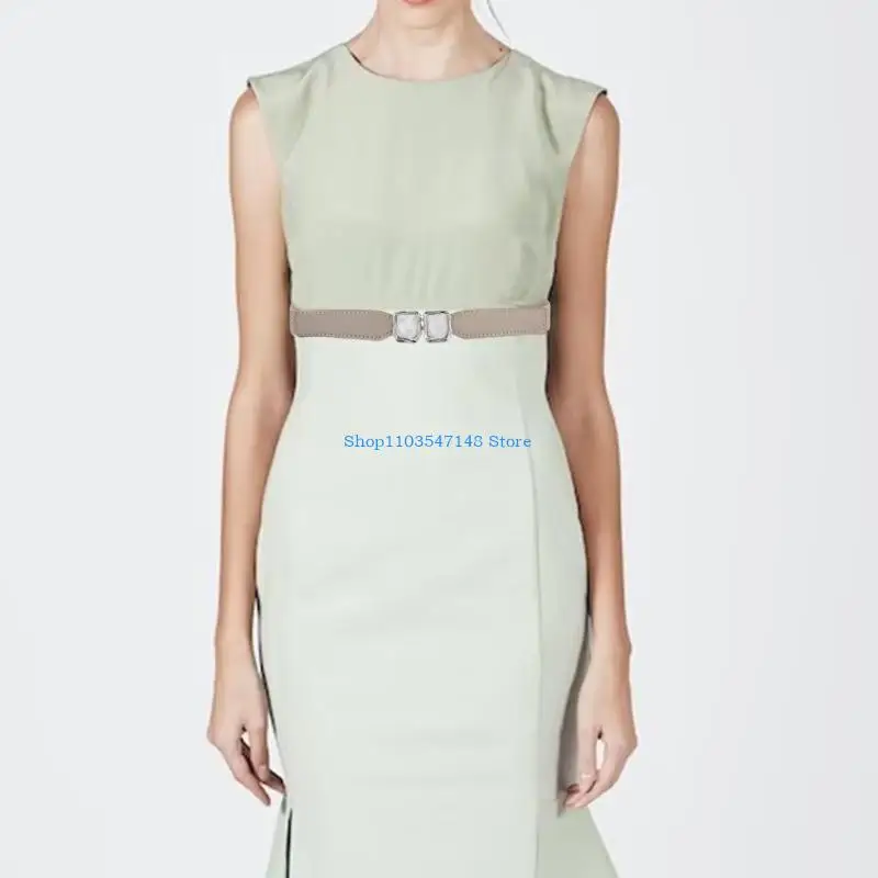 

P88B Elegant Stretchy Belt With Metal Hook Buckle for Female Dress Everyday Outfit