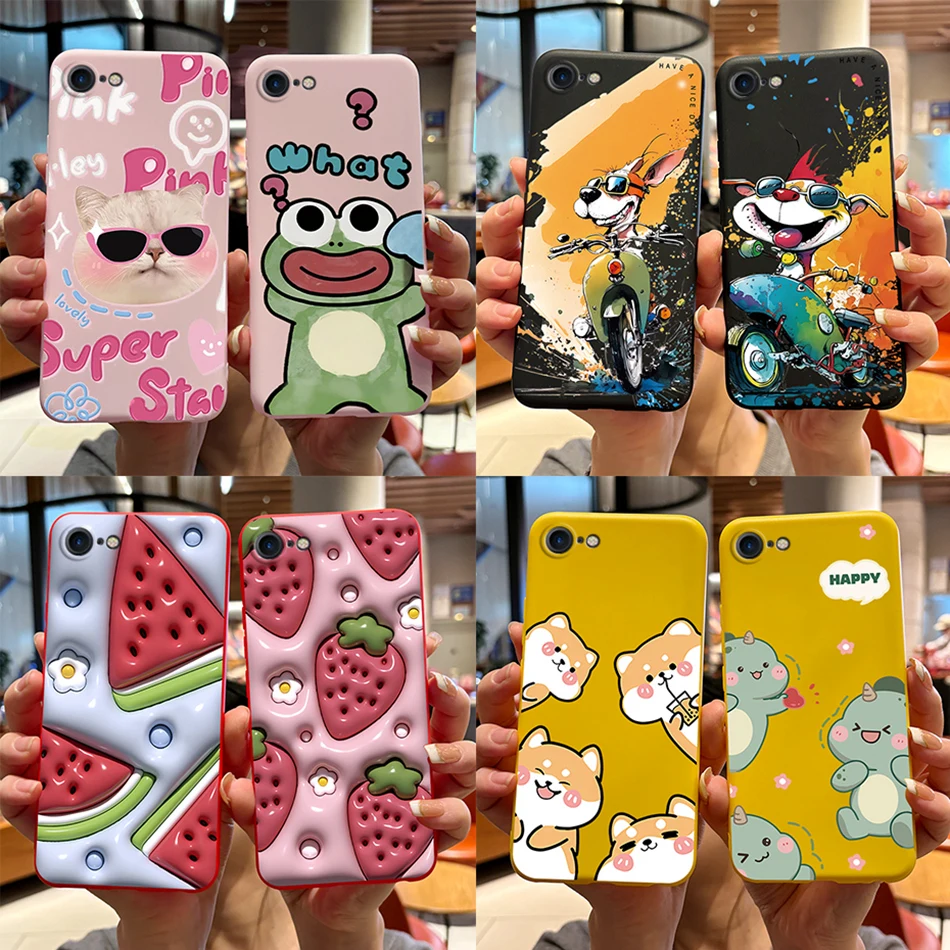 For Coque iPhone 7 Case Cute Bear Cartoon Frog Back Cover Phone Cases For iPhone 7 Plus iPhone7 Funda For IPhone 7 8 8Plus Capas