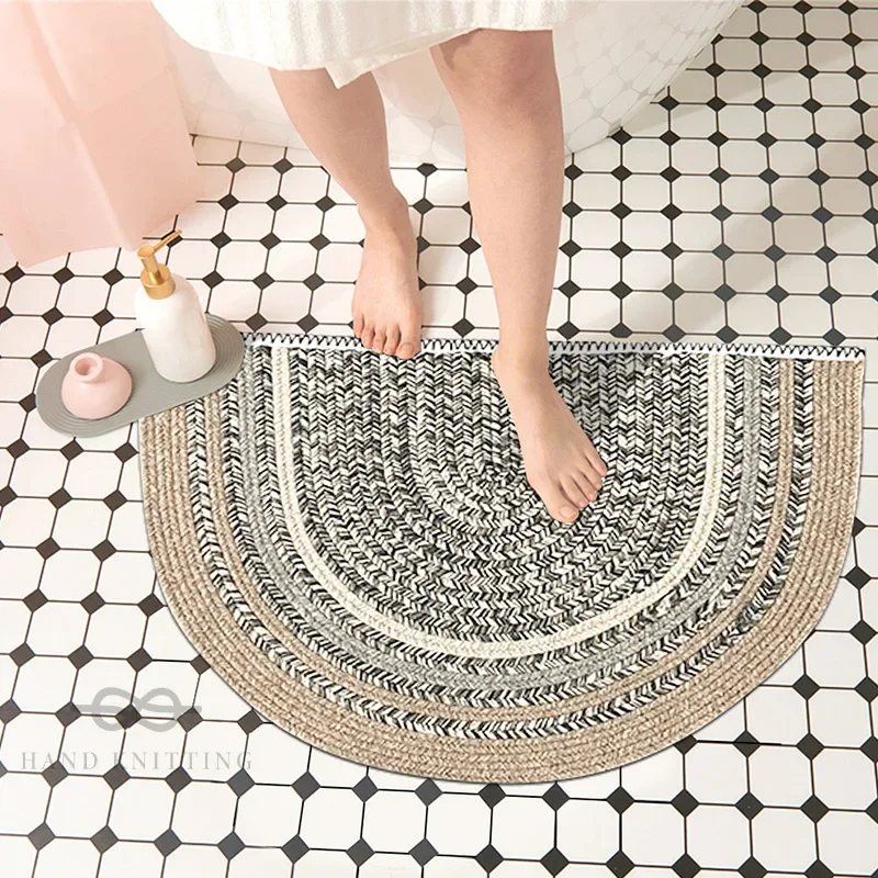 

Rugs Living Room Handwoven Carpet Nordic Doormat Household Semi Circular Floor Mat