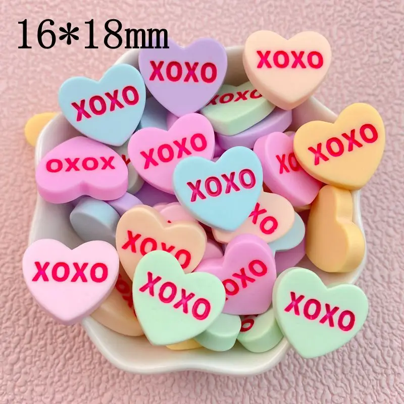 10Pcs New Cute Cartoon XOXO Love Series Flat Back Ornament Jewelry Bows Accessories Free Shipping