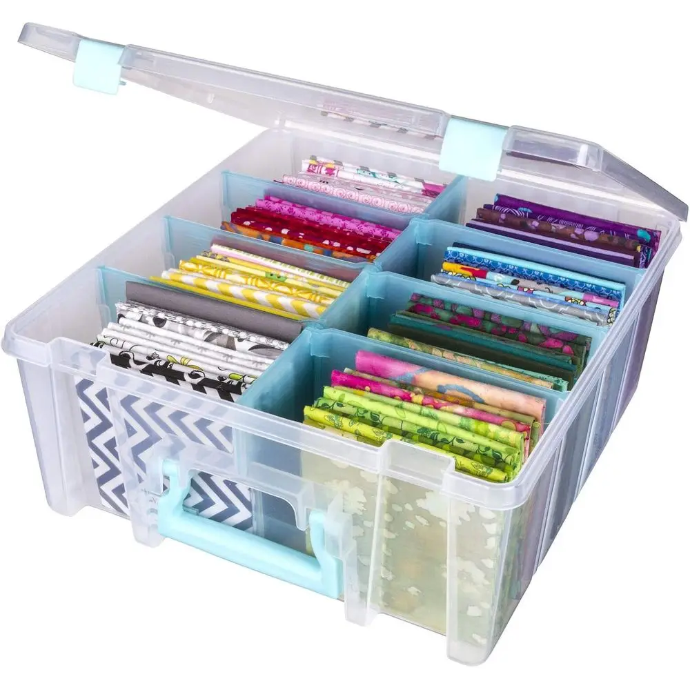 

6990SA Super Satchel Double Deep Comparent Box - Art Storage with 8 Removable Comparents, Smart Closure or Crat Supplies (Clear