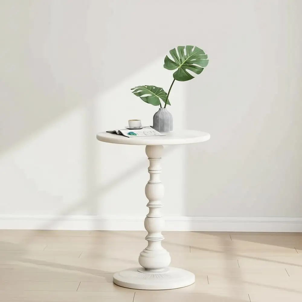 

White Metal Side Table, Coffee Table, Small TV Tray Table, Sofa in Living Room and Bedroom, Mini Coffee Table - Lightweight and