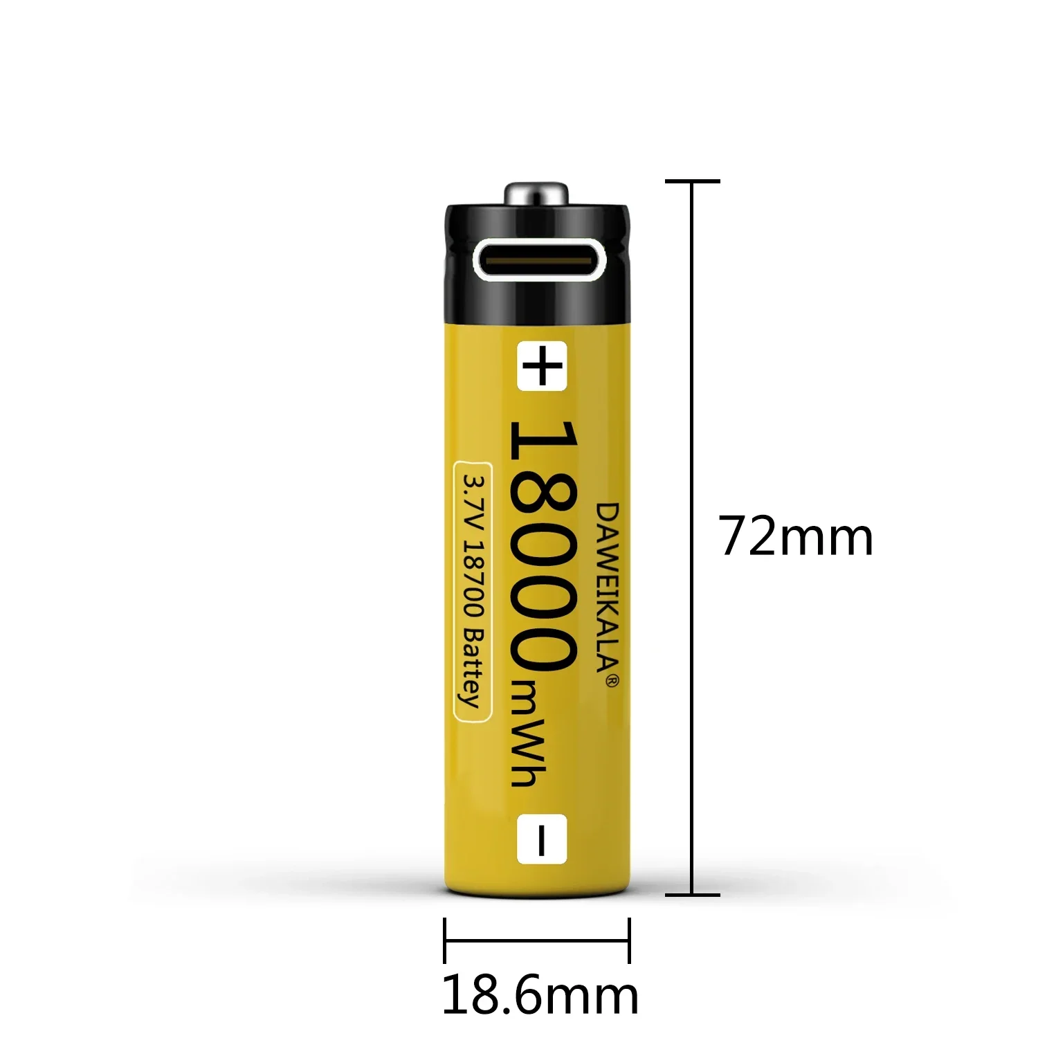 Bateria Li-ion Recarregável USB Tipo-C, Lanterna, Telefone Móvel Elétrico, Brinquedo, 18650, 18700, 3.7V, 18000mWh