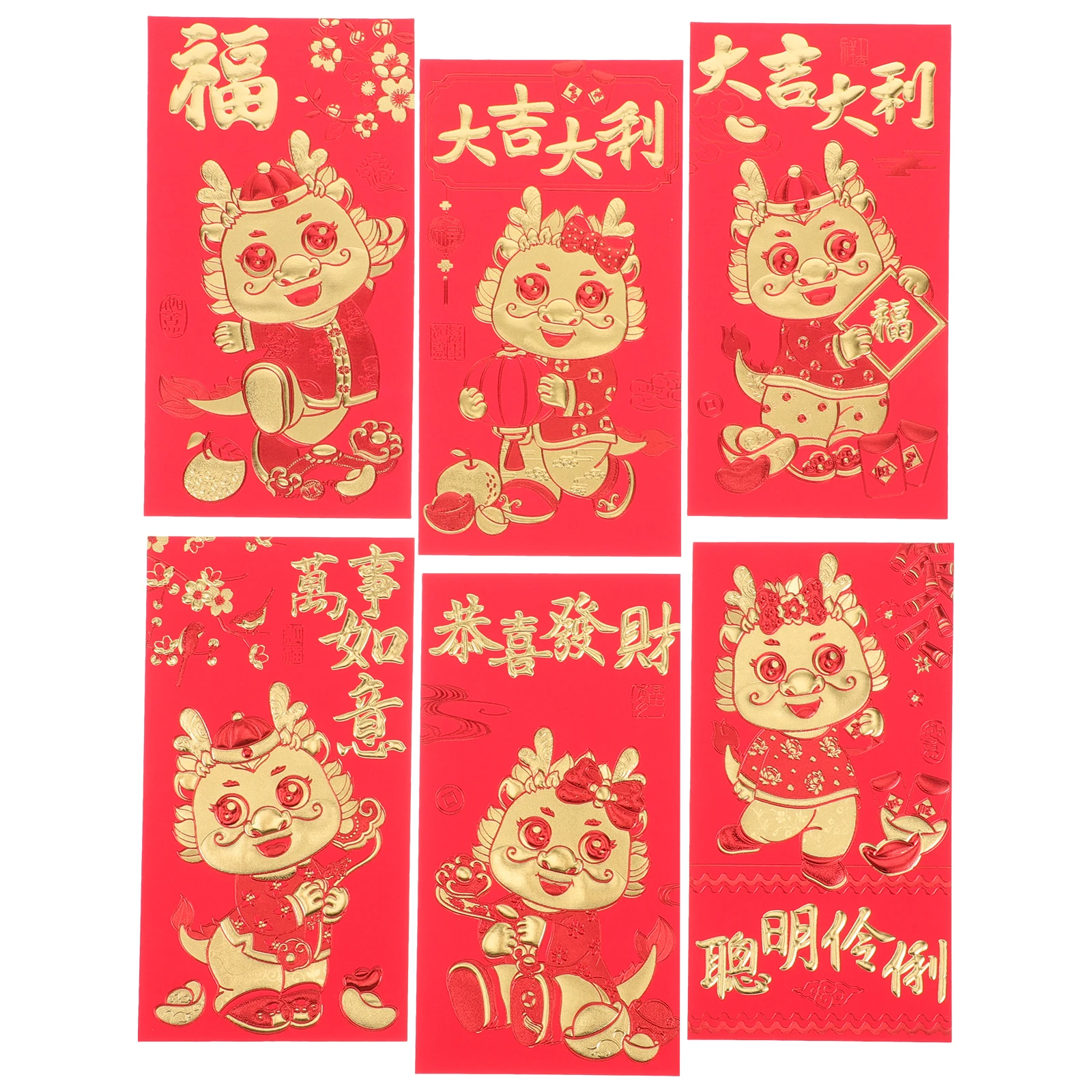 

12 Pcs 2024 Dragon Year Red Envelopes Chinese Style Money Packets Party New Year Gift Paper Bags Lucky Prosperity