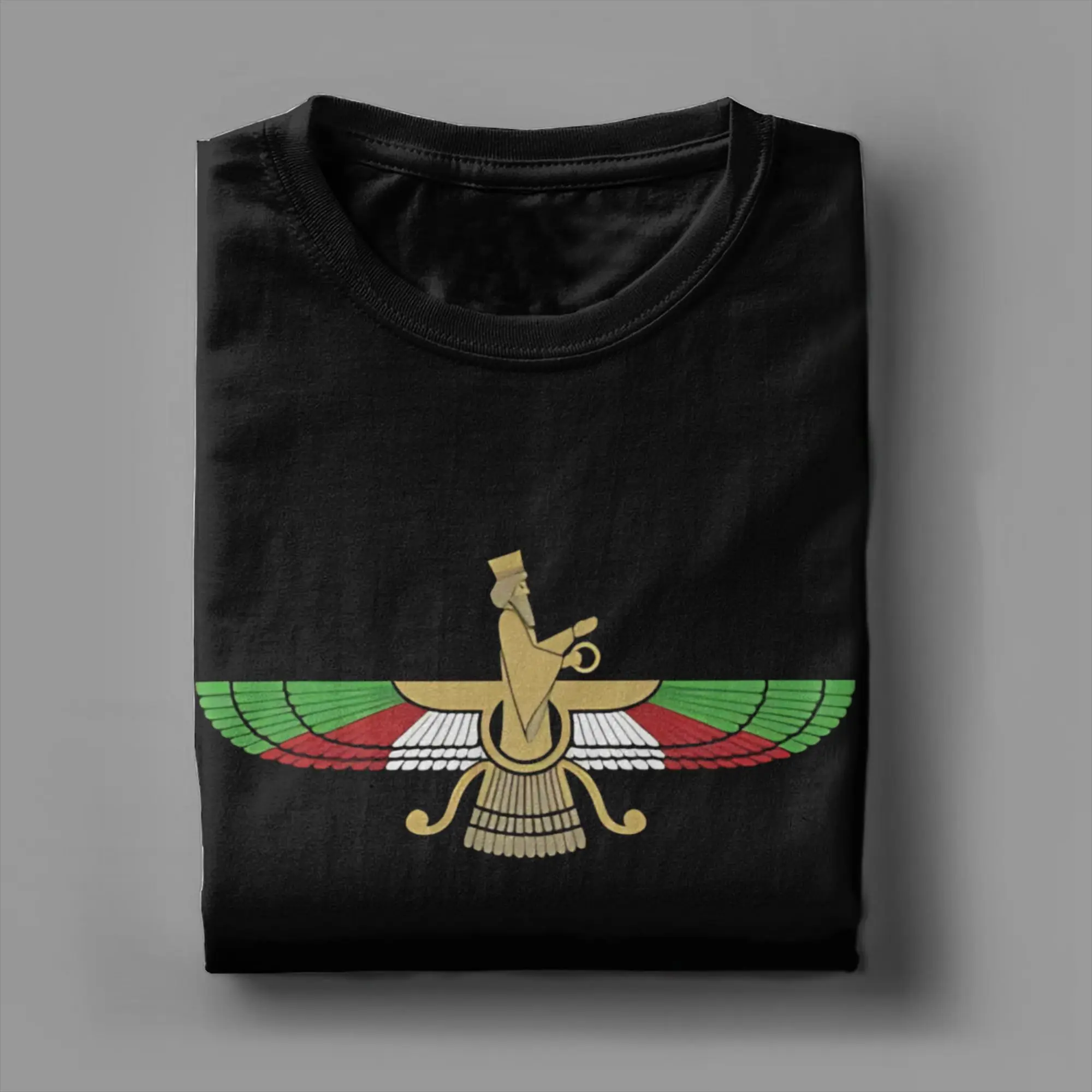 Streetwear T Shirt Faravahar Iran Ahura Mazda Persian Zarathustra Cotton T Shirts Tshirt for Men Summer Loose Short Sleeve Tops