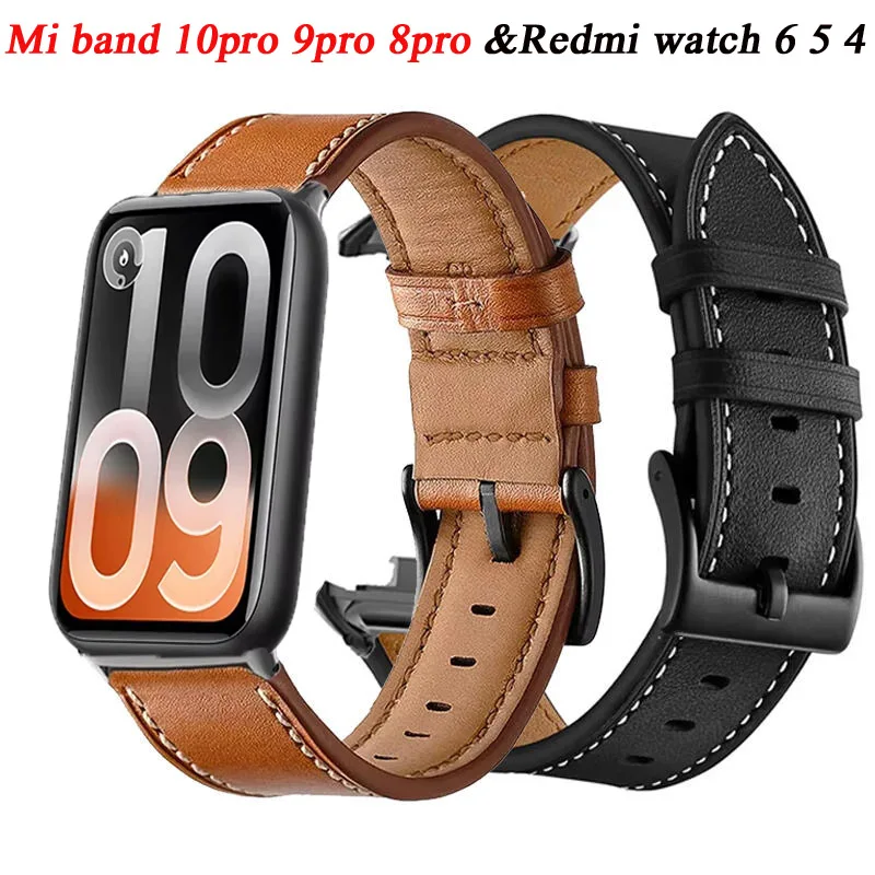 Lederarmband für Xiaomi Mi Band 10 Pro 9 Pro 8 Pro Armband für Redmi Watch 6 5 4 Smartwatch Correa Gürtel