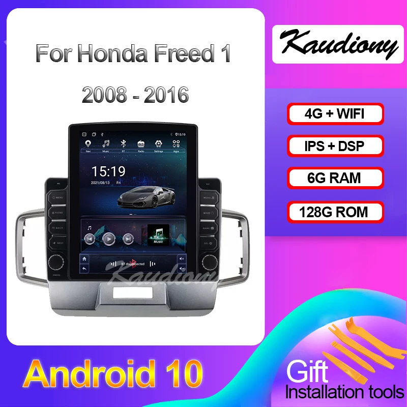 Kaudiony Tesla Style Android 10 For Honda Freed Auto GPS Radio Navigation Car DVD Multimedia Player Stereo 4G Video BT 2008-2016