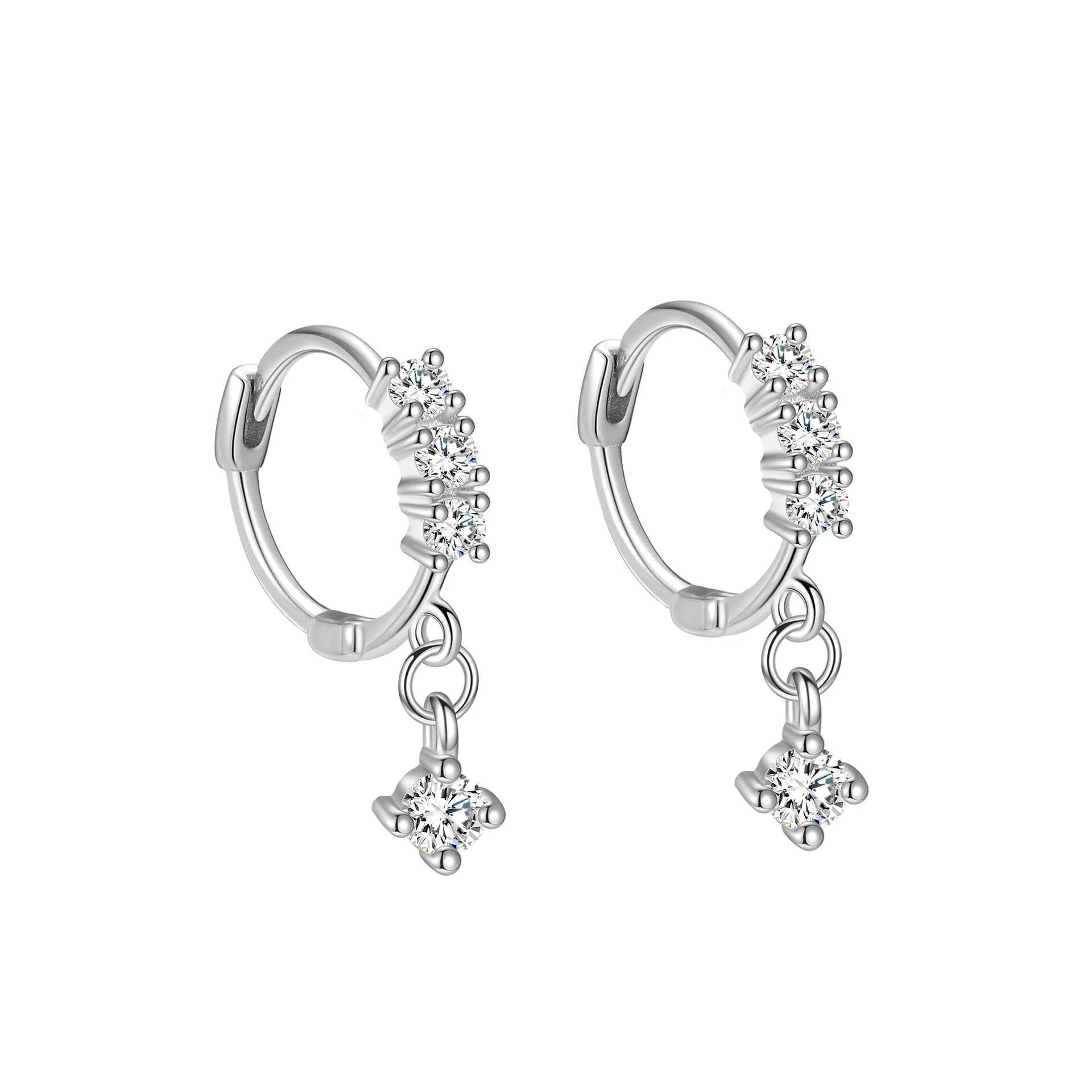 Genuine 925 Sterling Silver Star Hoop Earrings Statement Wedding Jewelry Clear CZ Earring for Women Fine Jewelry