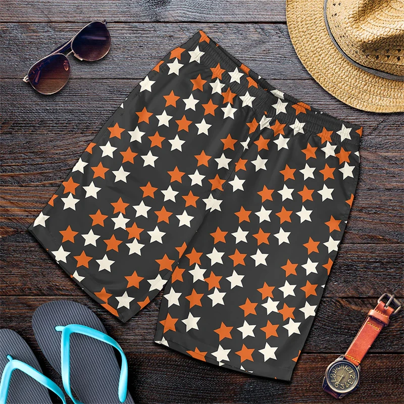 New Harajuku Stars Pattern 3D Printing Men Women Beach Shorts Hawaii Holiday Party Short Pants Swimming Tunks Oversized Shorts