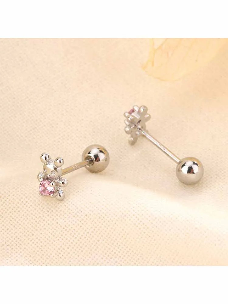 Pendientes de hélice para mujer, Piercing para Tragus coreano, 2 piezas, oso brillante, hipoalergénico, joyería para el cuerpo