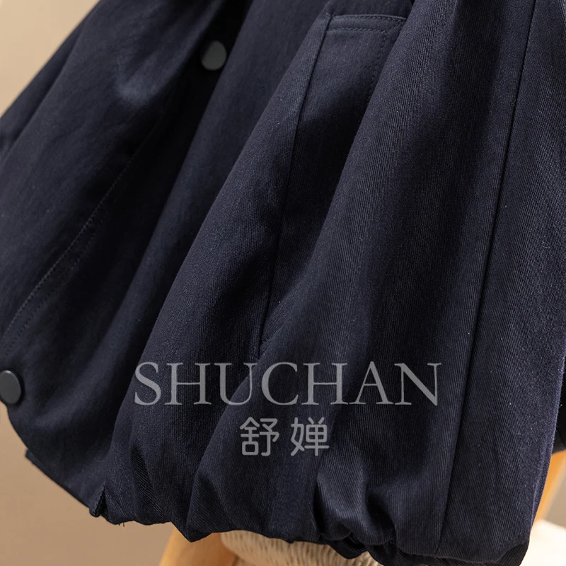 High-end Twilight Blue Early Autumn High-end Loose Stand-up Collar Jacket Denim Short Jacket Women's 98A3