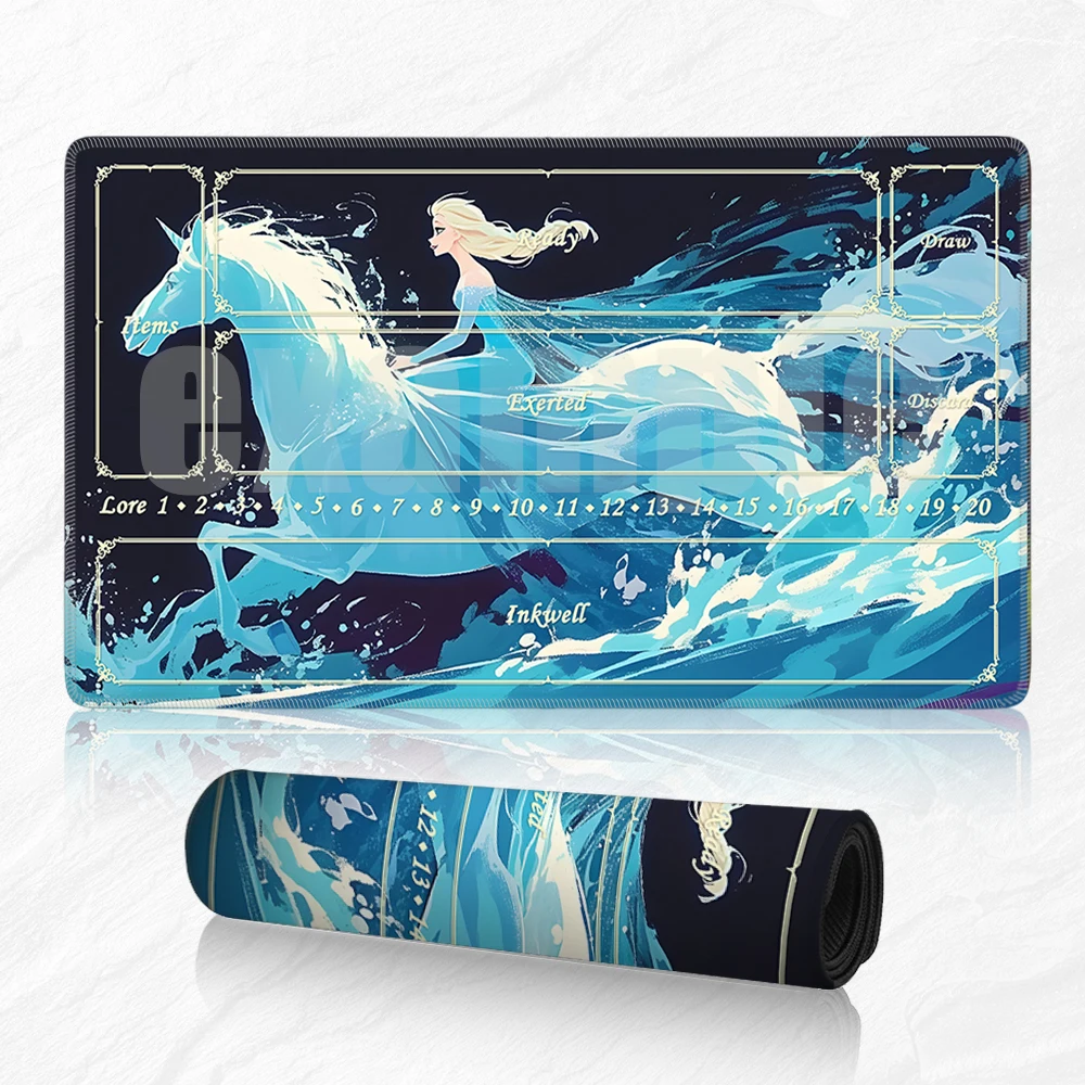 Lorcana  Playmat and Free Storage Bag Size 24X14IN Trading Card Game Protective Mats Scratch-Resistant Durable Mouse Pad 21