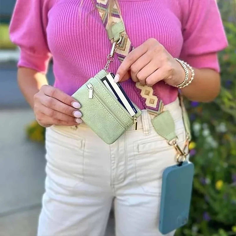 Phone Strap With Zippered Pouch, Clip And Go Strap For Phone With Wallet Crossbody, Phone Strap Crossbody