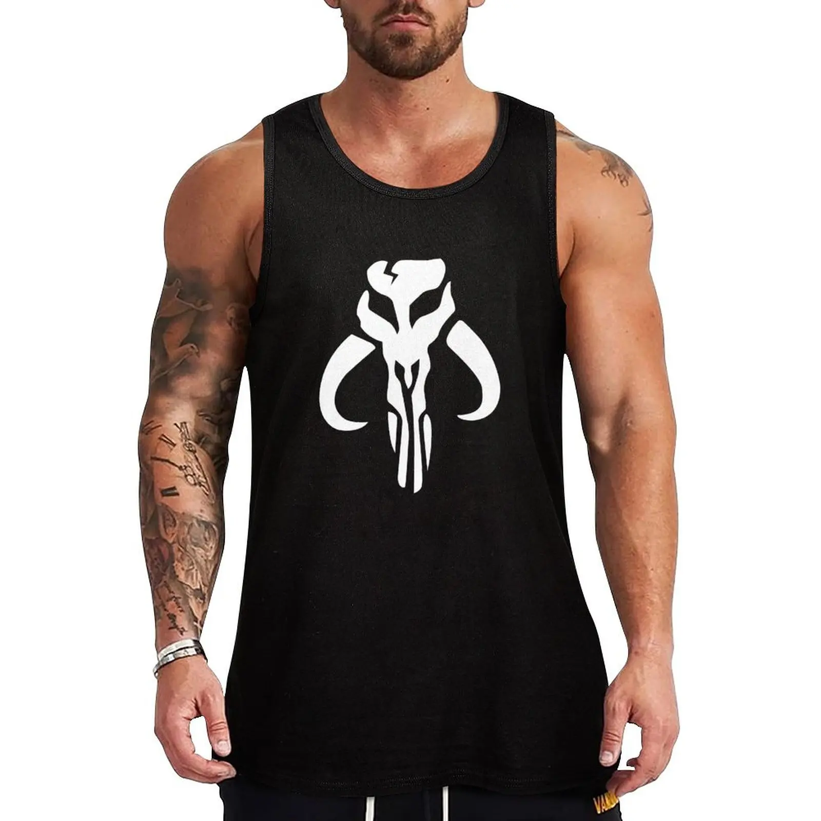 

Mando Mythosaur Skull White Tank Top sleeveless shirt man gym t-shirt Men's gym wear men anime t-shirts