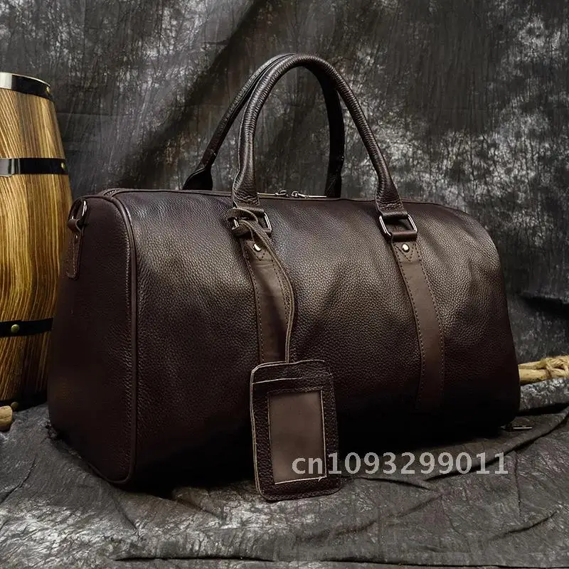 Borsa da viaggio da donna per uomo in vera pelle di lusso Borsa da viaggio in pelle di mucca Borsa a tracolla da viaggio Borsone da weekend per uomo e donna