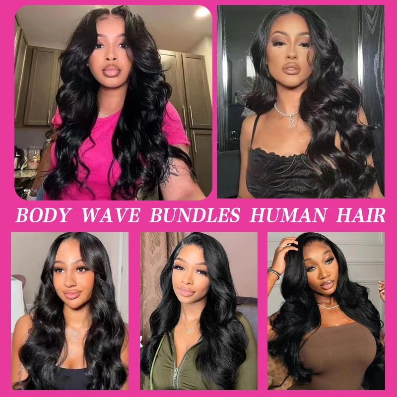 Body Wave Natural Color Human Hair Bundles Brazilian Hair Weavings Human Hair Bundles 1/3/4 Pieces For Women 22 24 26 inch image 5