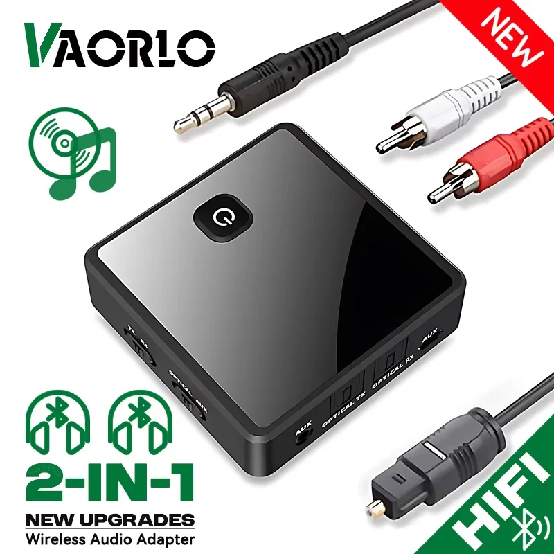 

Bluetooth аудиопередатчик с низкой задержкой, приемник 3,5 мм AUX Jack, оптический SPDIF Hi-Fi беспроводной аудиоадаптер для ПК, ТВ, автомобильного динамика