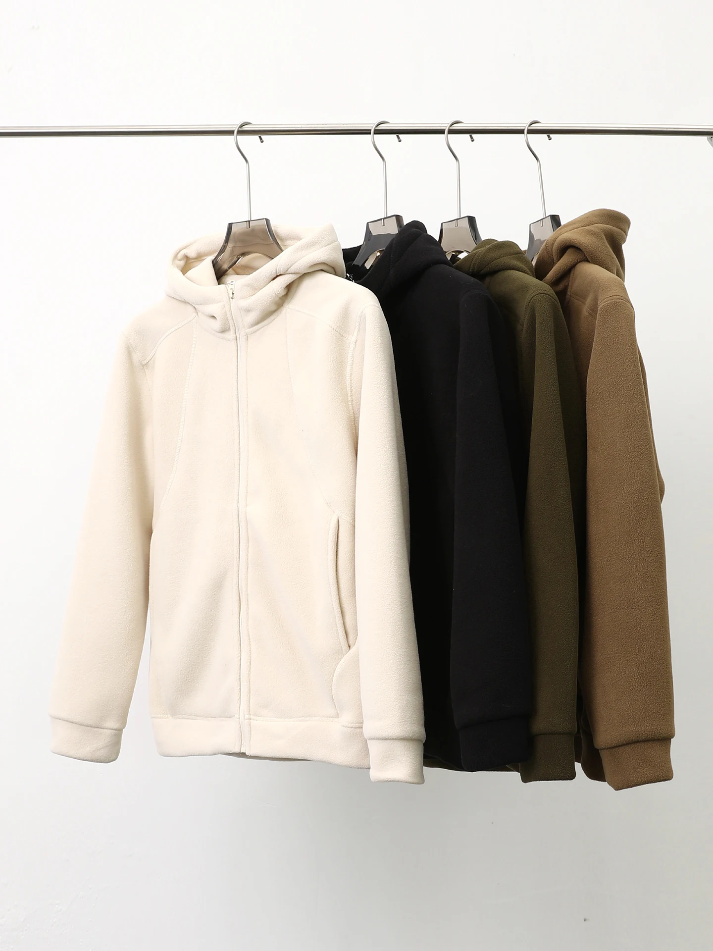 

Утепленная двусторонняя флисовая ветрозащитная повседневная куртка с капюшоном для мужчин, теплая верхняя одежда из полиэфирного волокна с длинными рукавами на молнии