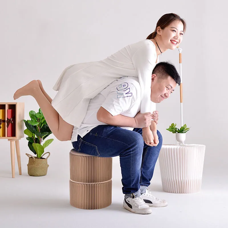 Folding Paper Stool Creative Round Paper Stool Stylish Nordic Furniture Living Room Furniture Stool Vanity Chair Folding