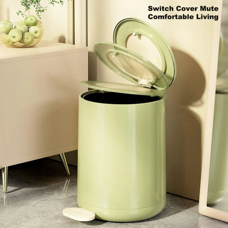 12/15L Foot Hand Press Type Trash Bin Kitchen Bathroom Living Room Trash Can Large Capacity Garbage Can Cleaning Tool